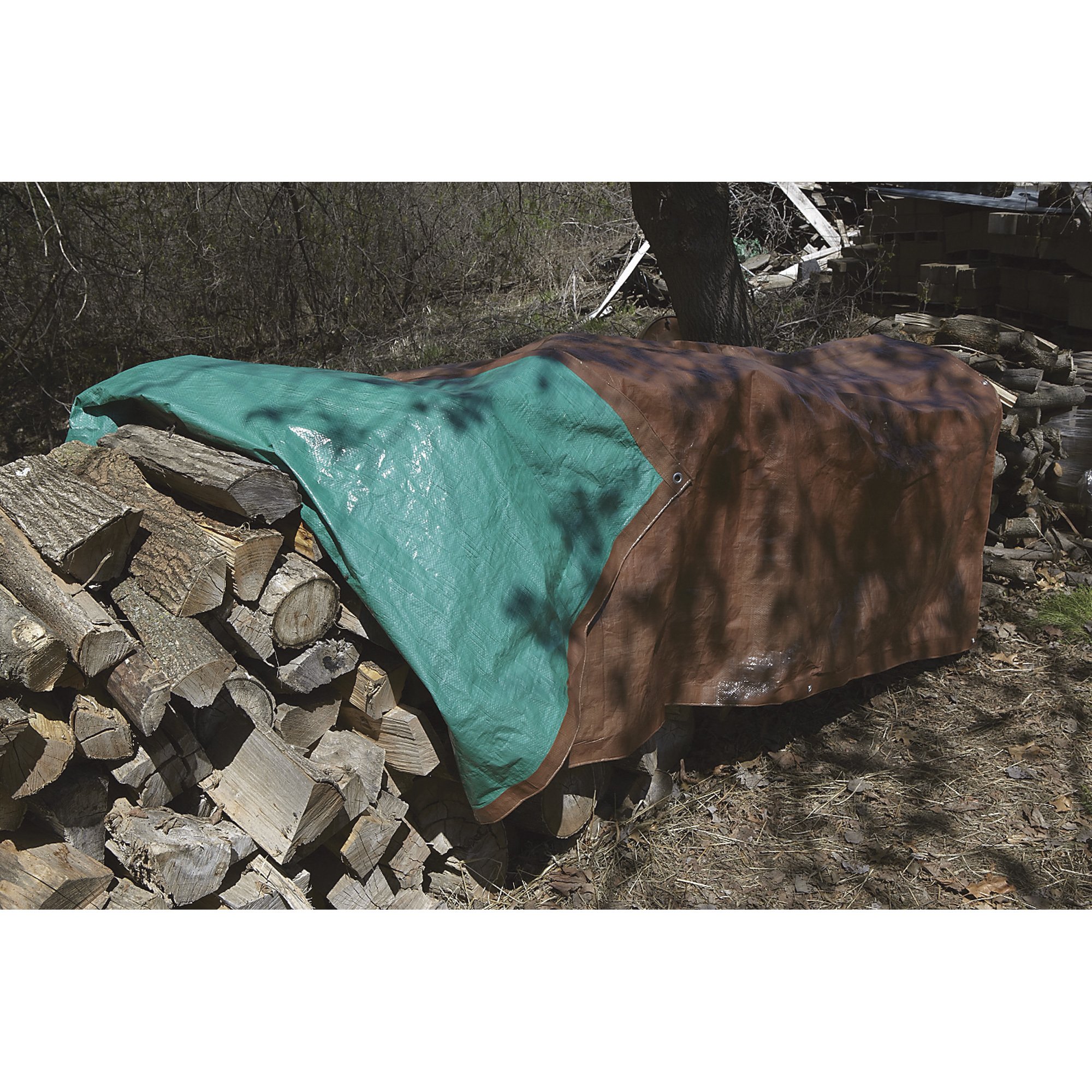 Roughneck 3.4-Oz. Heavy-Duty Woodpile Tarp, Brown/Green, 4ft. x 18ft.